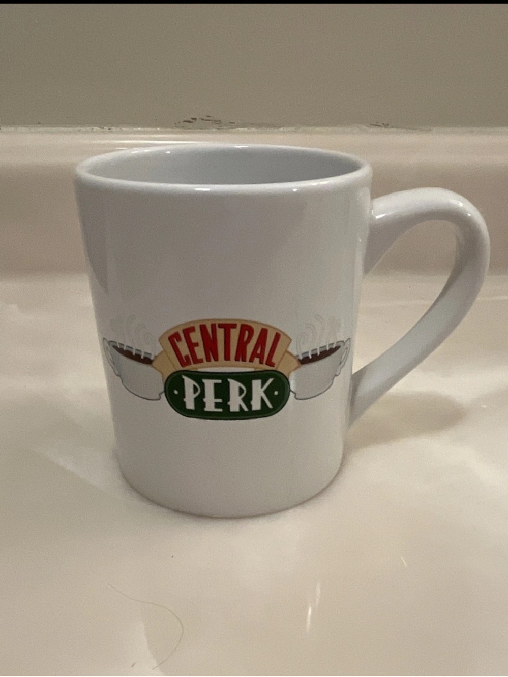 FRIENDS Central Perk White Mug with Red and Green Logo